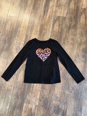 Cat & Jack Black Long-Sleeve Tee with Pink and Orange Heart
